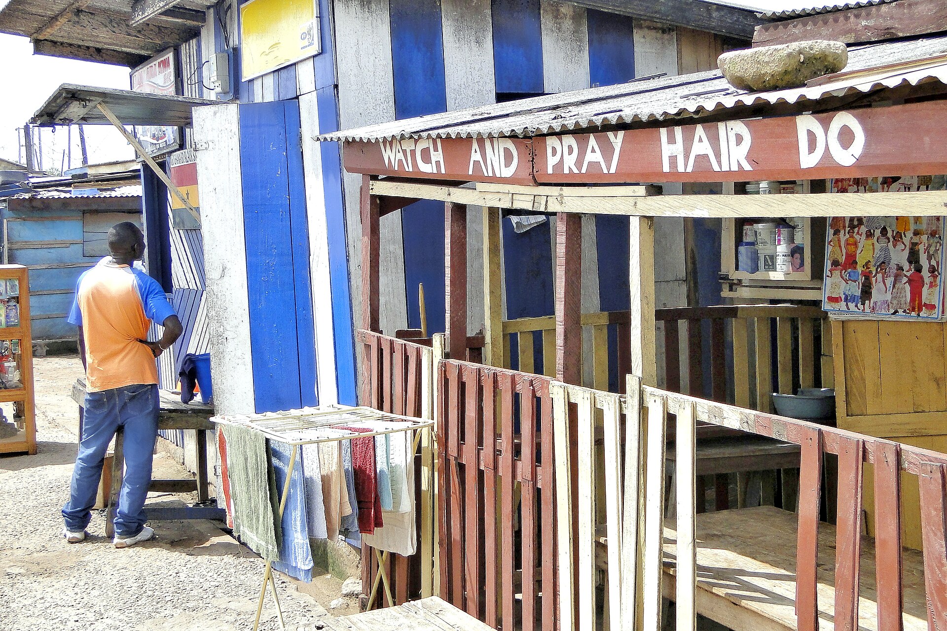 A hairdressing salon in Elmina, Ghana.