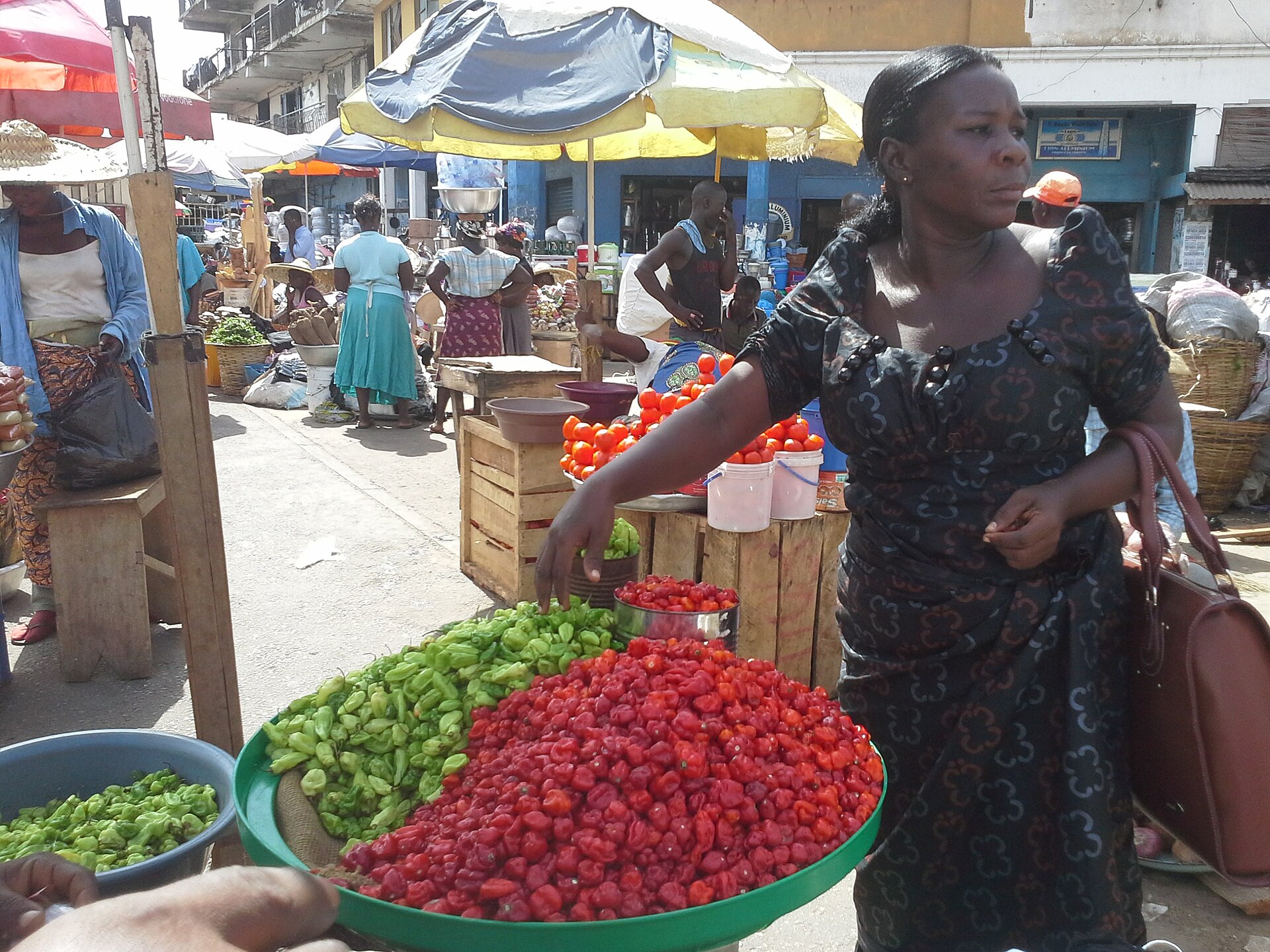 Women trading at a market in Ghana.